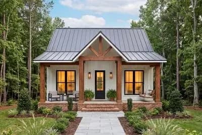 Southern Farmhouse House Plan with 2 Beds and Large Porches