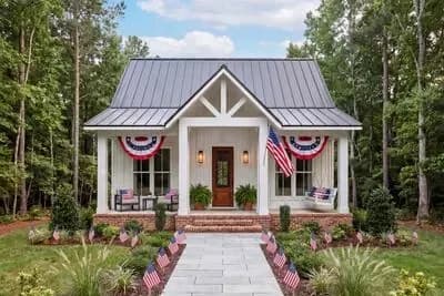 Southern Farmhouse House Plan with 2 Beds and Large Porches
