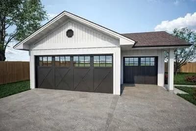 Craftsman Farmhouse Garage Plan with Workshop