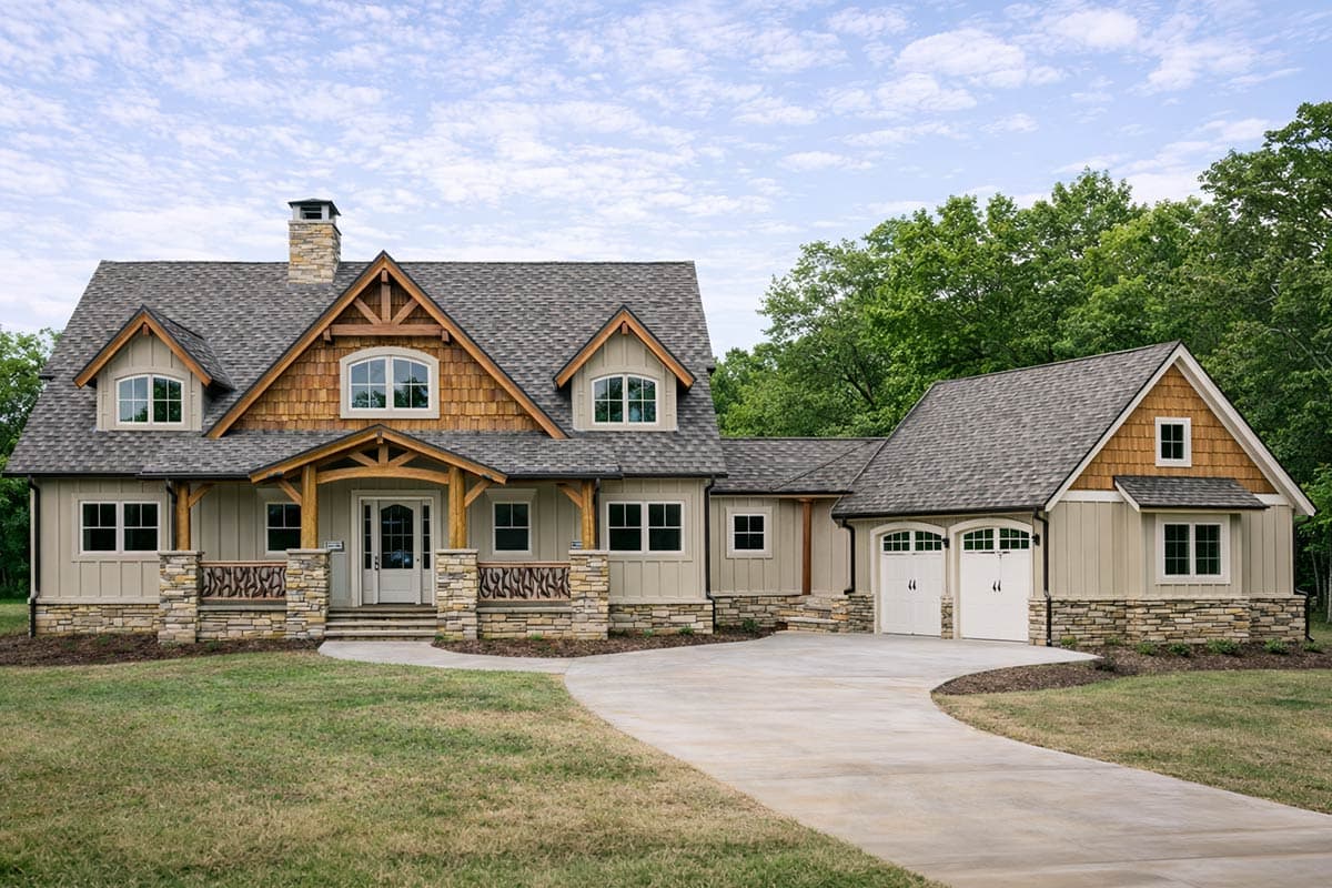 Plan image - 18723CK:Rustic Mountain Craftsman House Plan with 3 Beds and Wrap-Around Porch