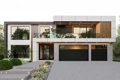 Contemporary 5-Bedroom House Plan with Expansive Deck and Home Office