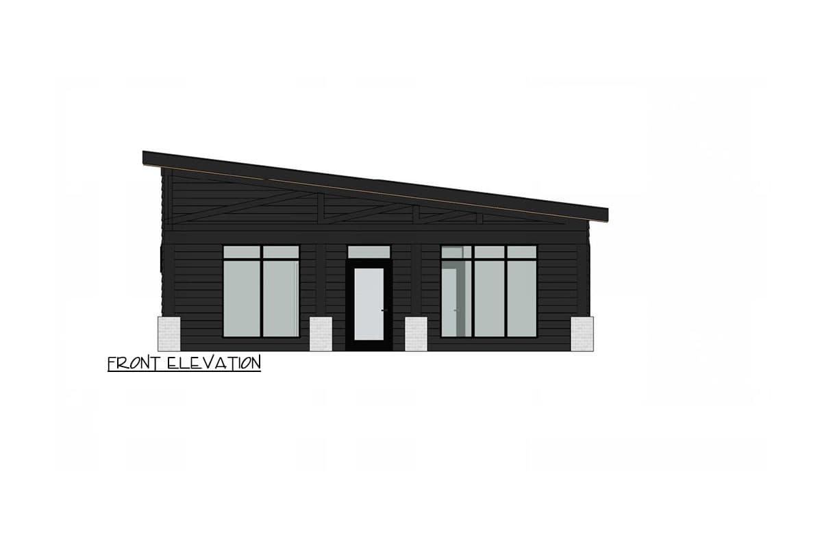 Plan 421040HFC: 2-Bedroom Mountain Modern Cabin with Striking Covered Front and Rear Porch - Image #4 - Contemporary, Modern, Mountain, Northwest