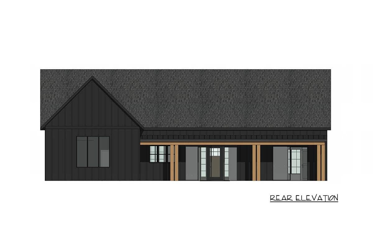 Plan 421041HFC: Modern Barndominium House Plan with 3 Beds, Outdoor Kitchen, and Two-Story Great Room - Image #4 - Barndominium, Country, Modern Farmhouse