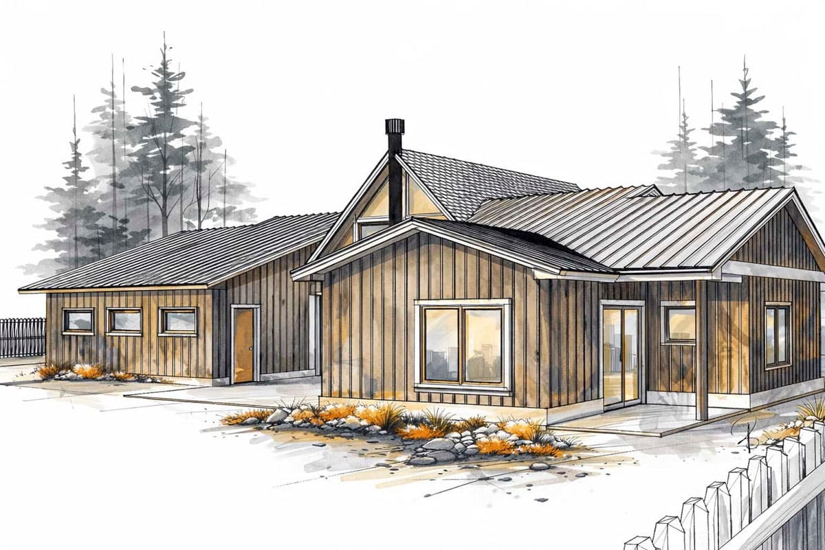 Plan 147068RML:  Striking Contemporary House Plan with A-Frame Glass Gable and Open-Concept Great Room - Image #8 - A-Frame, Contemporary, Craftsman, Modern Farmhouse, Northwest, Scandinavian, Transitional