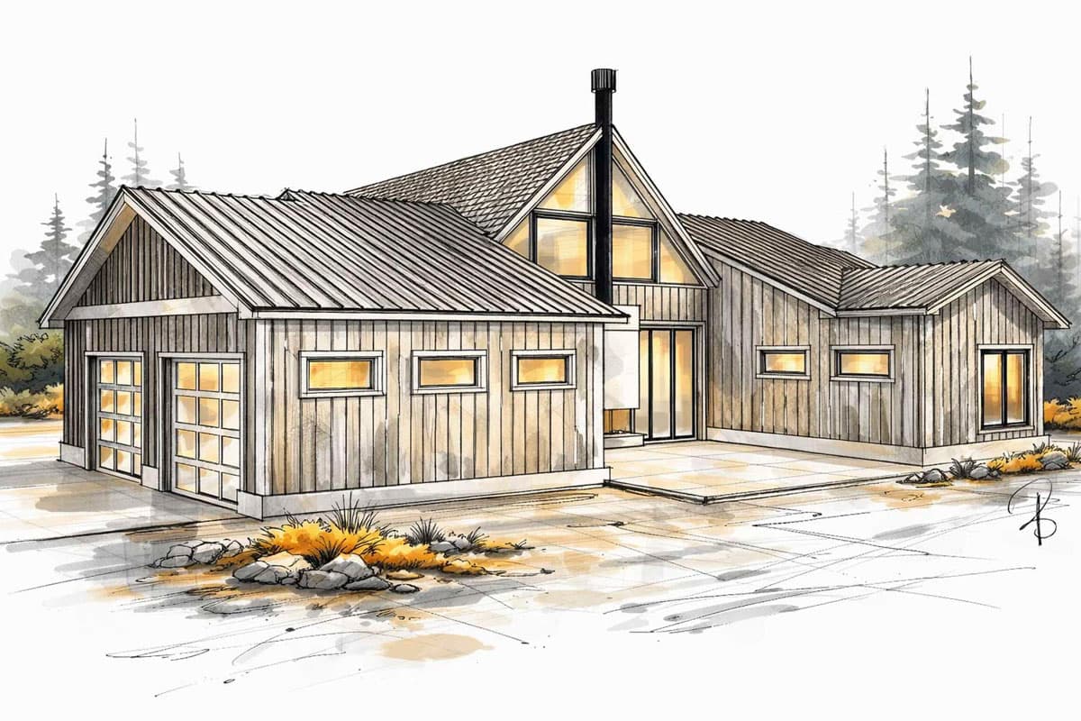 Plan 147068RML:  Striking Contemporary House Plan with A-Frame Glass Gable and Open-Concept Great Room - Image #9 - A-Frame, Contemporary, Craftsman, Modern Farmhouse, Northwest, Scandinavian, Transitional