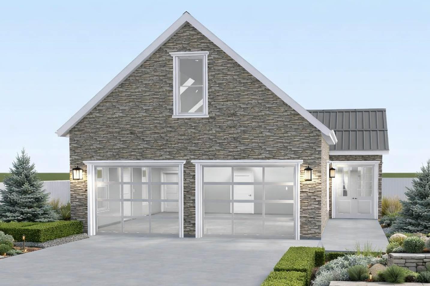 Plan 61743UT: Traditional Two-Car Garage with Versatile Finished Bonus Living Space - Image #1 - Traditional