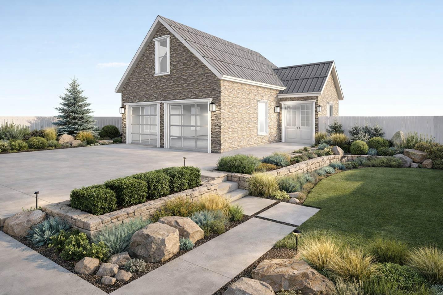 Plan 61743UT: Traditional Two-Car Garage with Versatile Finished Bonus Living Space - Image #2 - Traditional