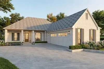 Elegant French Country House Plan with 3 Bedrooms and Home Office