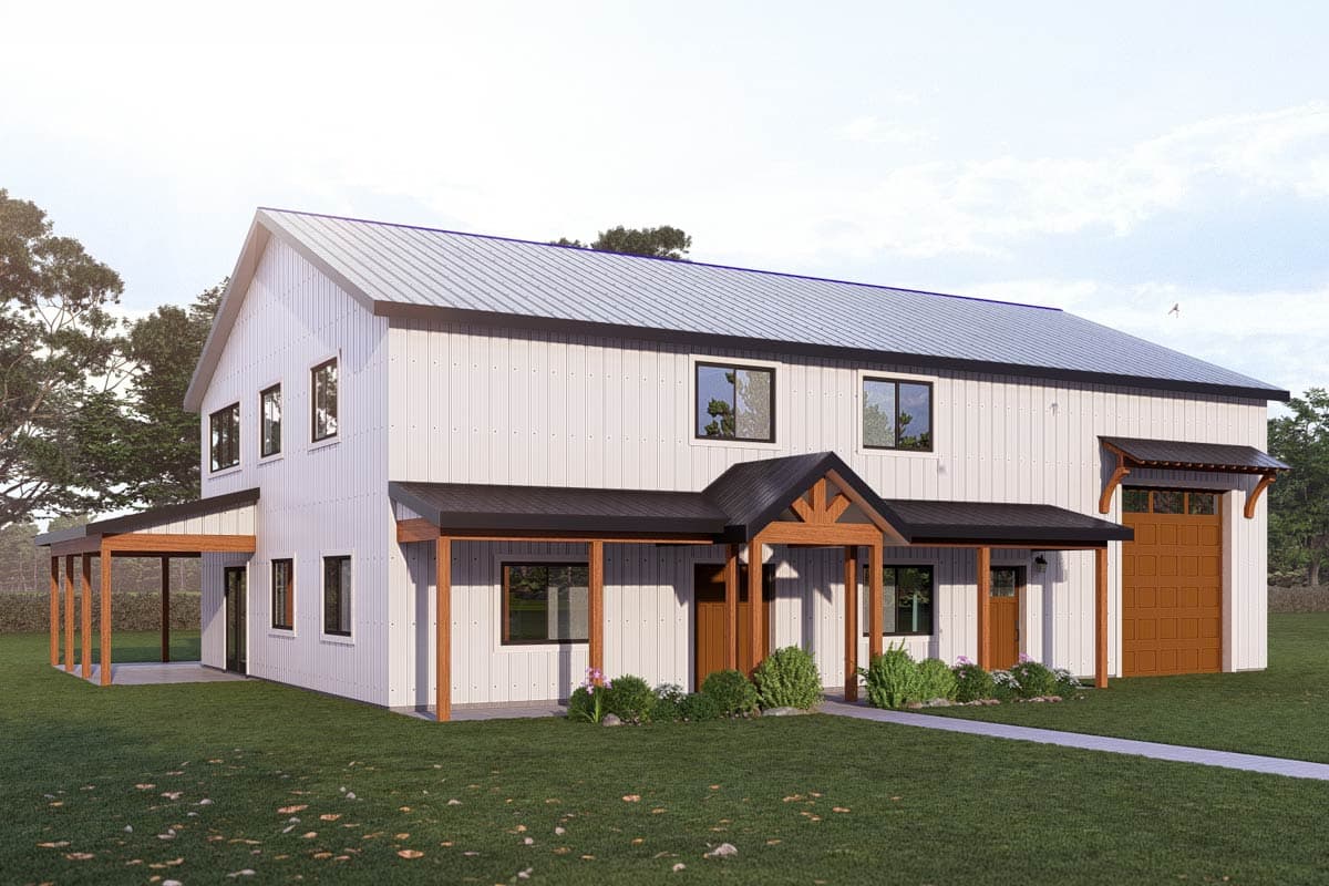 Plan 405130FDC: Modern Barndominium House Plan with First-Floor Master and 1013 Sq Ft Garage - Image #2 - Barndominium