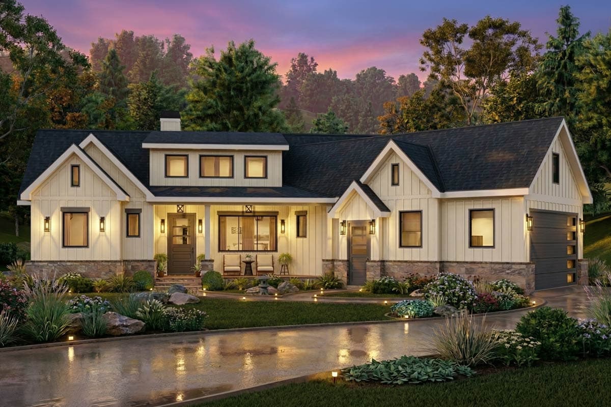 Plan 25944GE: Contemporary New American House Plan with Split Bedrooms and Covered Porches - Image #3 - Contemporary, New American