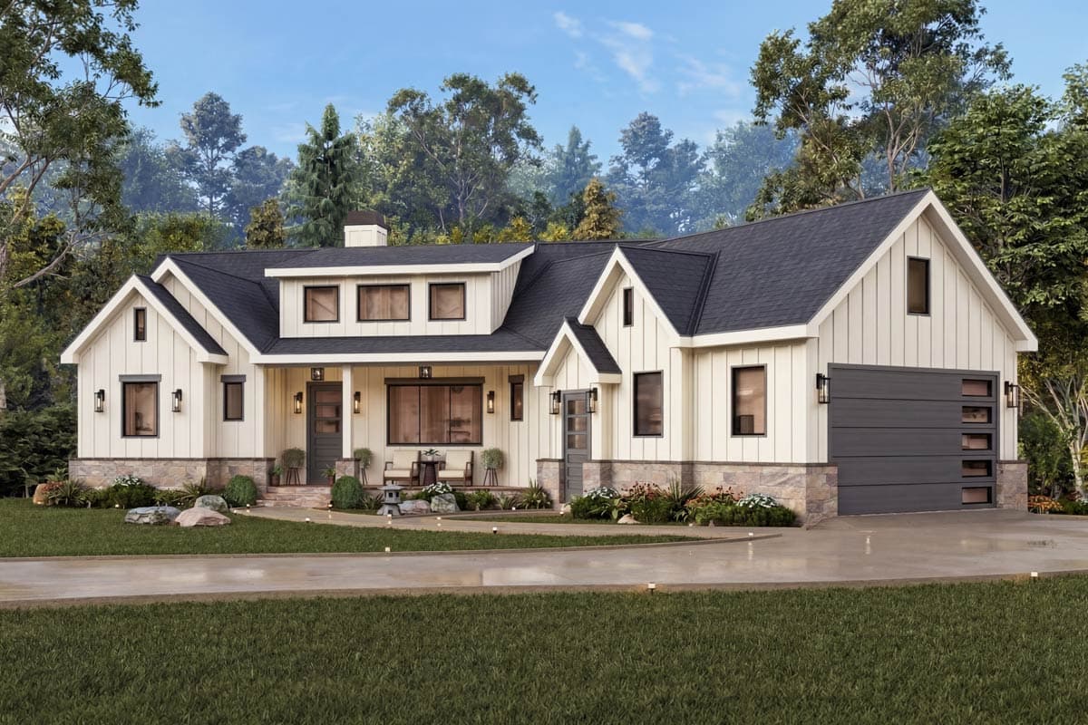 Plan 25944GE: Contemporary New American House Plan with Split Bedrooms and Covered Porches - Image #4 - Contemporary, New American