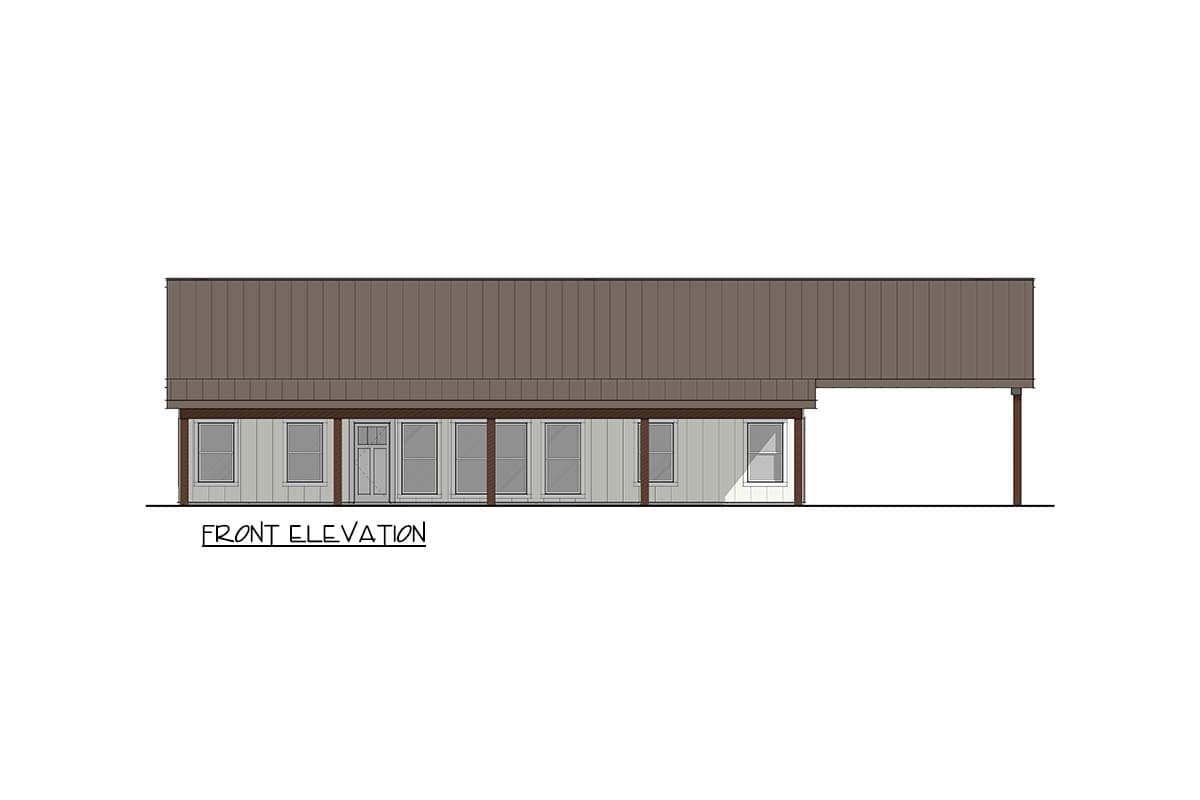 Plan 405131FDC: Modern Barndominium House Plan with 3 Bedrooms and Attached Carport  - Image #4 - Barndominium
