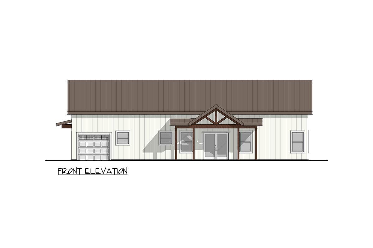 Plan 405132FDC: Charming 3-Bedroom Barndominium House Plan with Home Office - Image #4 - Barndominium