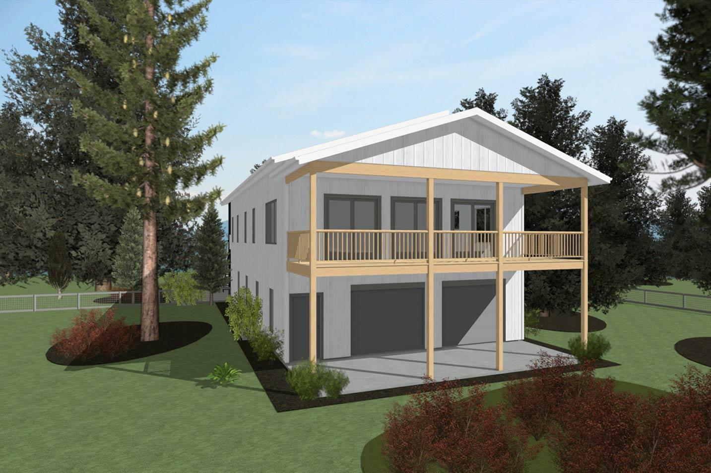 Plan 42743DB: Contemporary 3-4 Bedroom House Plan with Drive-Under Garage - Image #3 - Contemporary