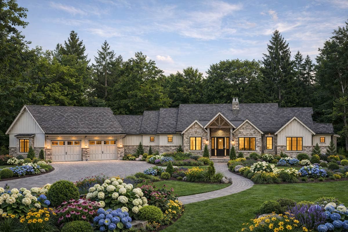 Plan 849067PGE: Mountain Farmhouse House Plan with 3 Beds, 4 Baths, and Wrap-Around Porch - Image #2 - Country, Farmhouse, Mountain, New American, Rustic