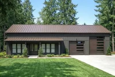 3-Bedroom Barndominium House Plan with Vaulted Ceilings and RV Garage