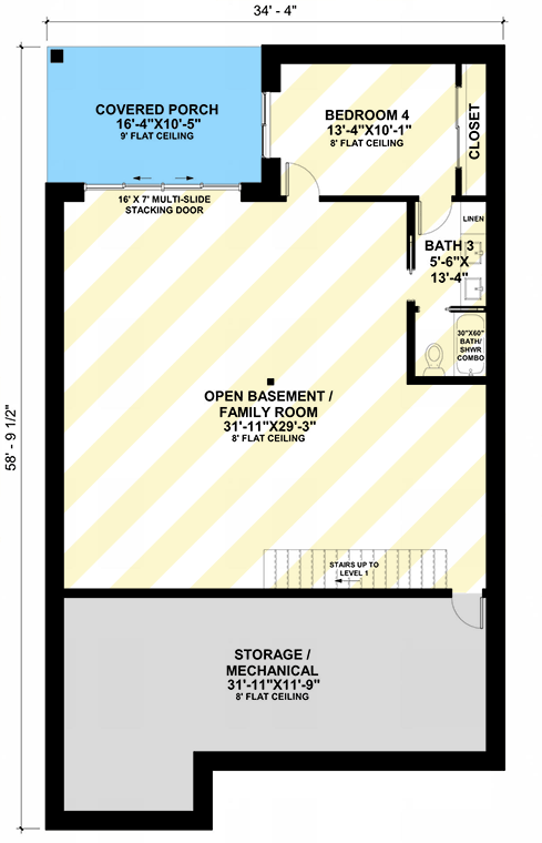 Plan 420190WNT: Expandable Contemporary Mountain House Plan with Stunning Timber Porch Under 1800 Sq Ft - Floor Plan - Lower Level - Optionally Finished Walkout Basement - Craftsman, Mountain