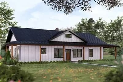 Barndominium Plan with 3 Bedrooms and Vaulted Great Room