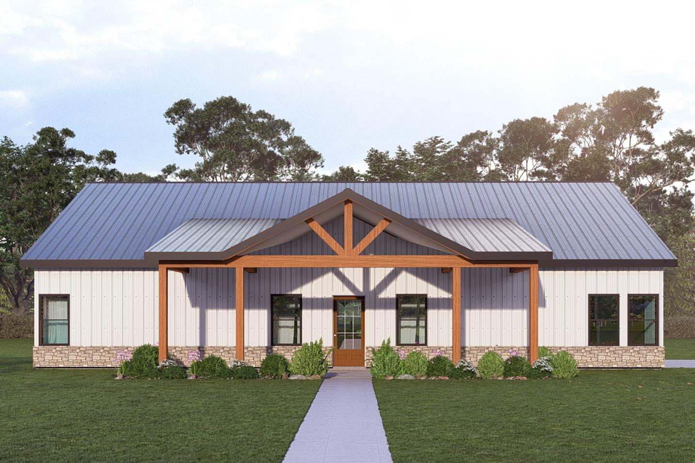 Plan image - 405141FDC:Two-Bedroom Barndominium House Plan with Vaulted Living