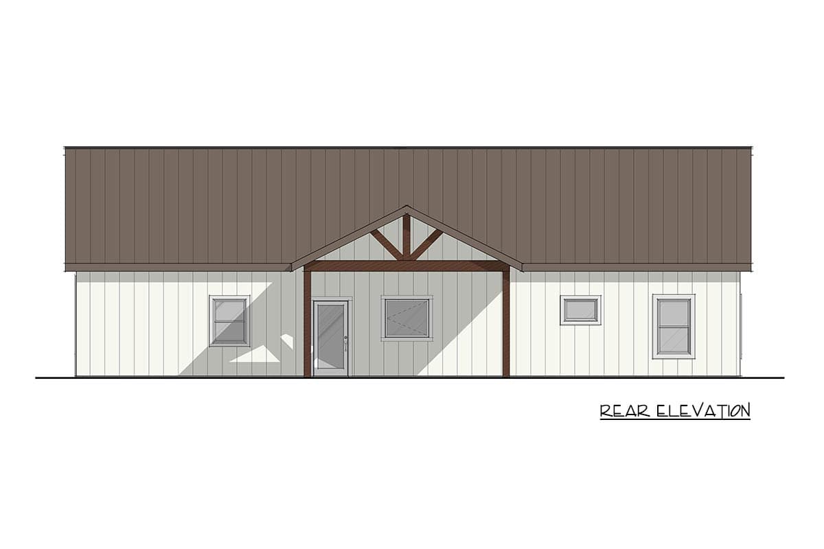 Plan 405141FDC: Two-Bedroom Barndominium House Plan with Vaulted Living - Image #6 - Barndominium, Farmhouse