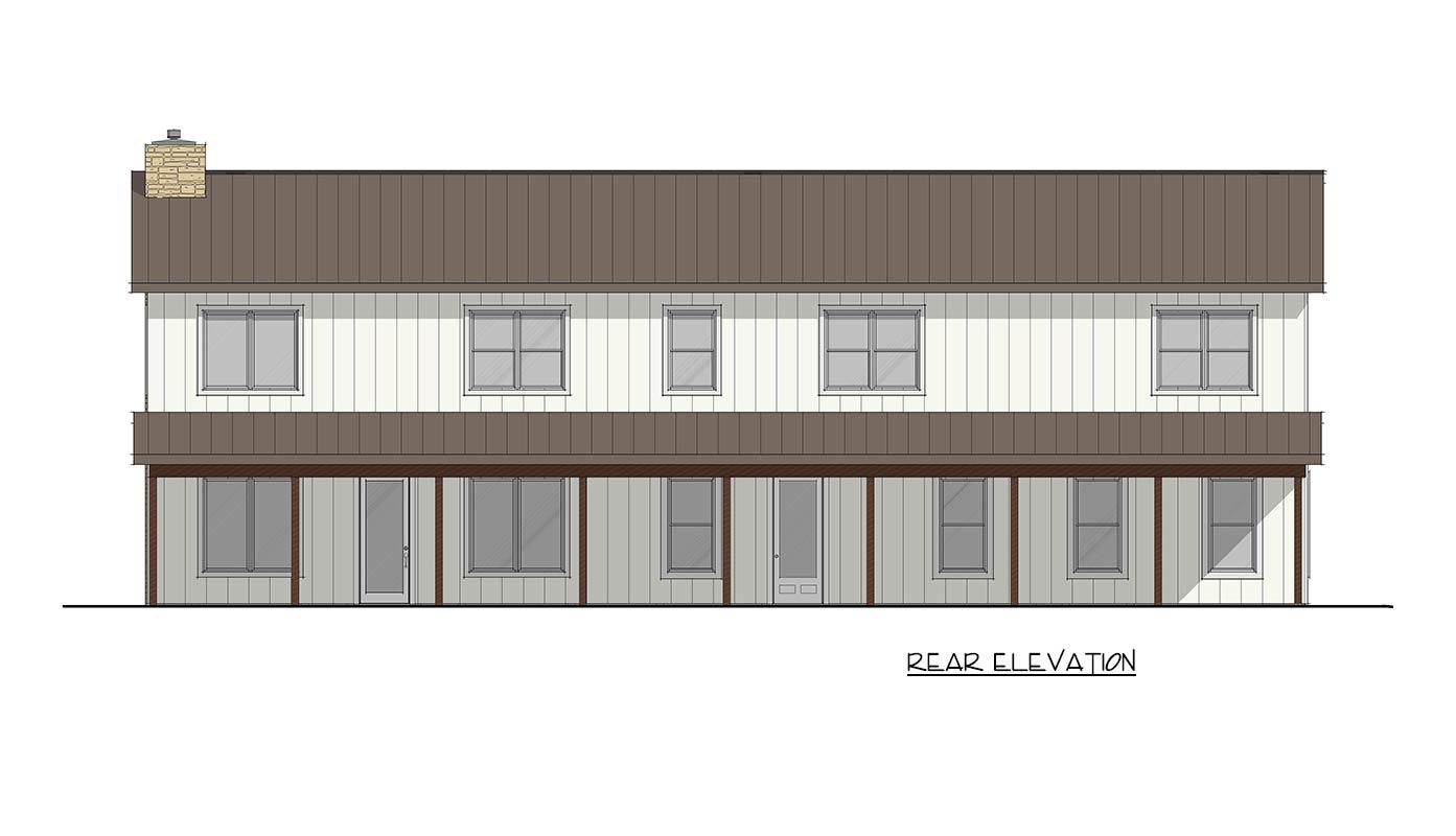 Plan 405143FDC: Modern Barndominium House Plan with 2 Beds, Vaulted Great Room, Expansive Porch - Image #4 - Barndominium, Farmhouse