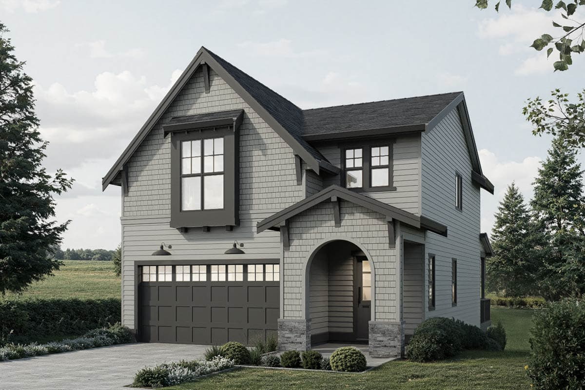 Plan 270127AF: Two-Story New American House Plan with 4 Bedrooms and 2-Car Garage - Image #3 - Craftsman, Modern Farmhouse, New American