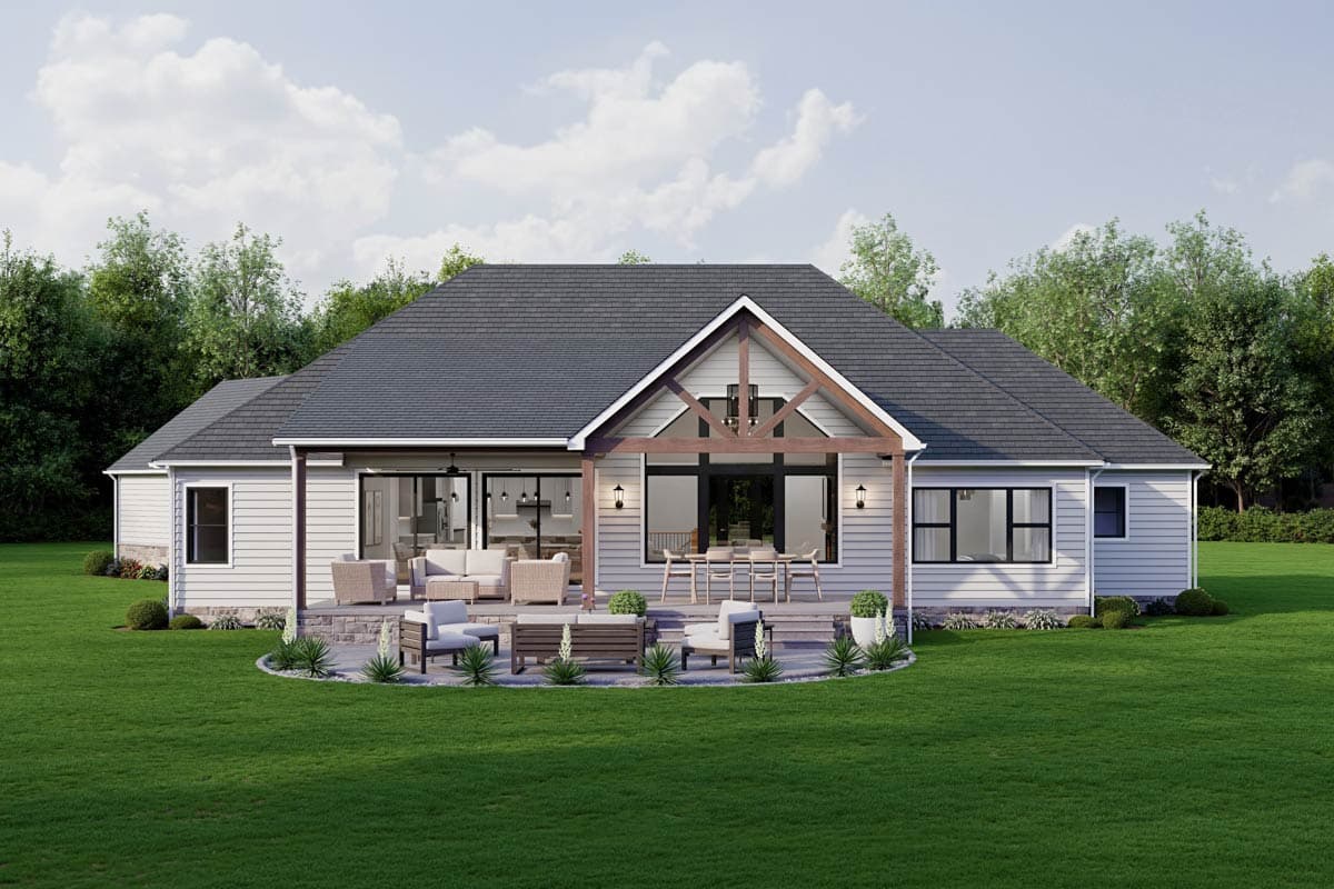 Plan 911069JVD: Modern Farmhouse House Plan with Split Bedrooms and 3-Car Garage - Image #3 - Contemporary, Country, Craftsman, Modern Farmhouse, Mountain