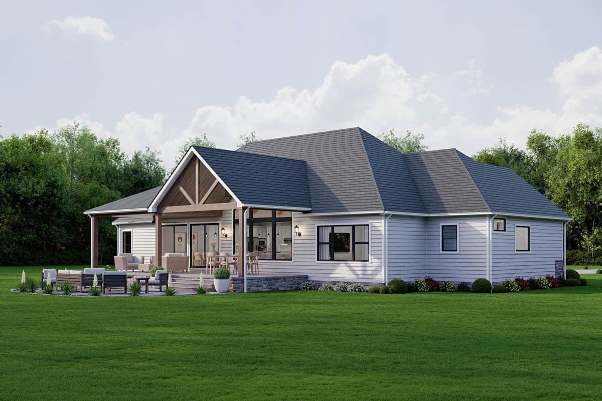 Plan 911069JVD: Modern Farmhouse House Plan with Split Bedrooms and 3-Car Garage - Image #4 - Contemporary, Country, Craftsman, Modern Farmhouse, Mountain