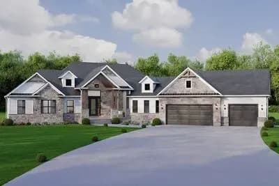 Modern Farmhouse House Plan with Split Bedrooms and 3-Car Garage