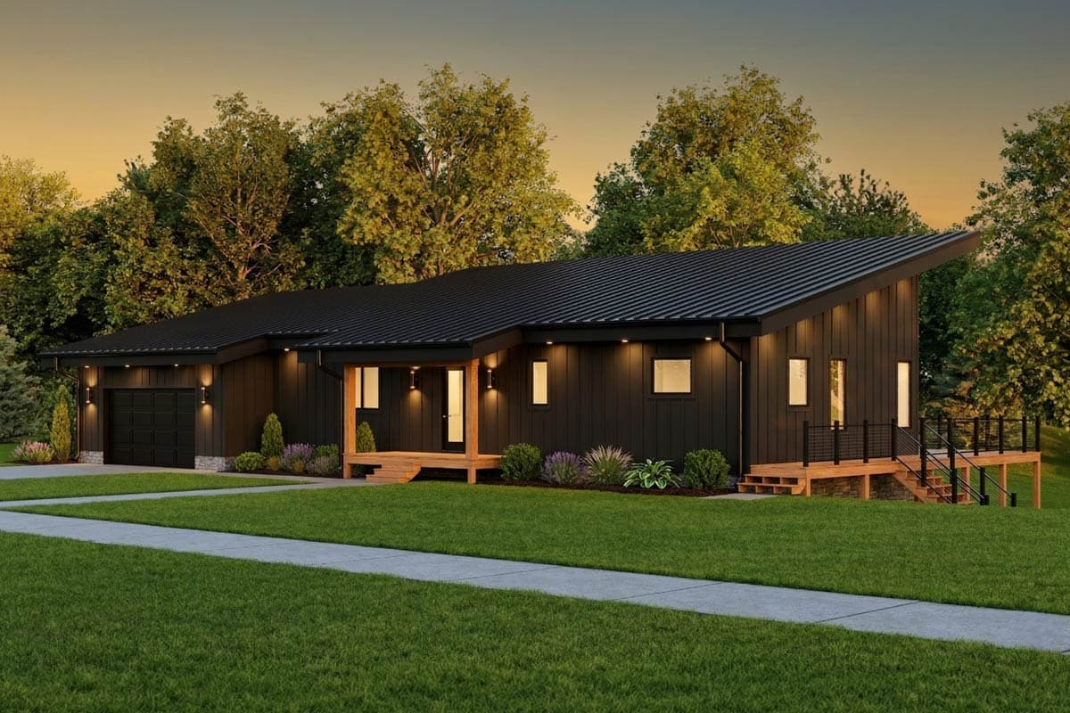 Plan 911070JVD: Modern Mountain House Plan with 3 Beds and Walkout Lower Level - Image #4 - Barndominium, Contemporary, Modern, Mountain