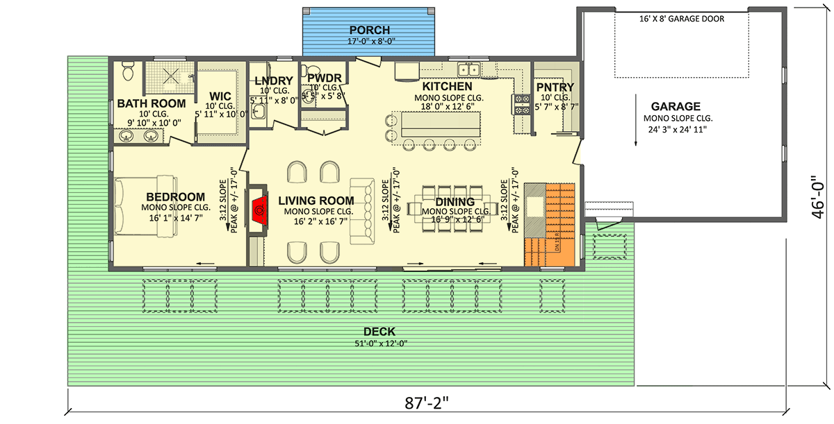 Plan 911070JVD: Modern Mountain House Plan with 3 Beds and Walkout Lower Level - Floor Plan - Main Level - Barndominium, Contemporary, Modern, Mountain