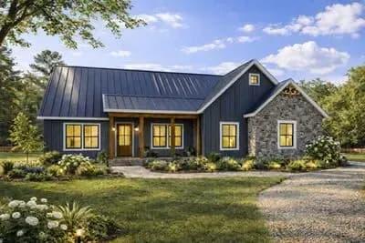 Modern Farmhouse House Plan with 3 Beds and 2-Car Garage