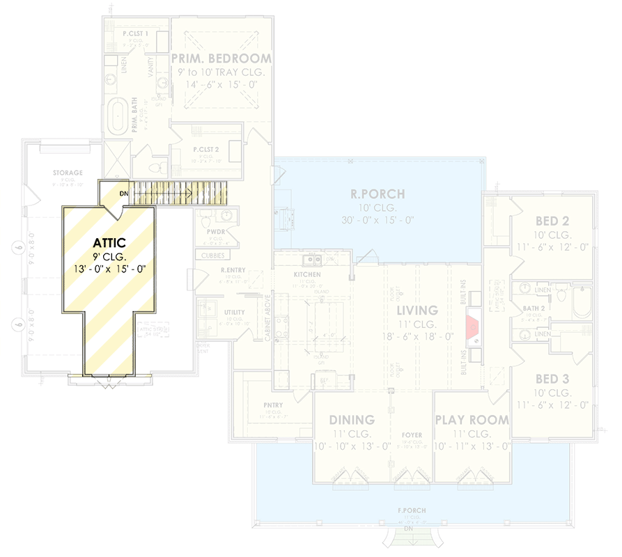 Plan 185032PHD: Charming Southern Transitional House Plan with 3 Beds and Outdoor Kitchen - Floor Plan - Optionally Finished Bonus Room - Southern, Transitional