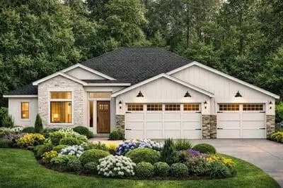 New American House Plan with 3 Bedrooms and 3-Car Garage