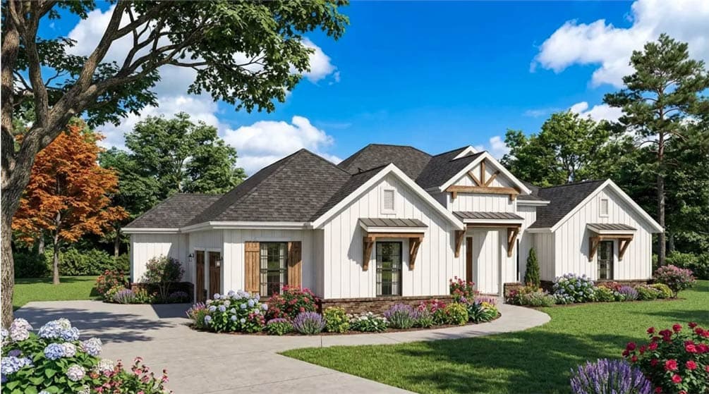 Plan 54051LK: Modern Farmhouse Plan with 3 Bedrooms and 12' Ceilings - Image #3 - Country, Modern Farmhouse, New American