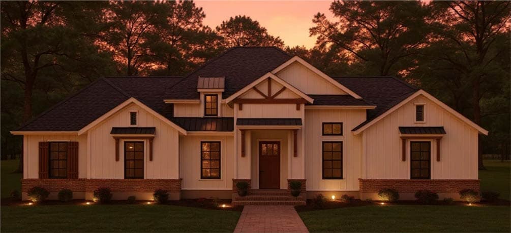 Plan 54051LK: Modern Farmhouse Plan with 3 Bedrooms and 12' Ceilings - Image #4 - Country, Modern Farmhouse, New American