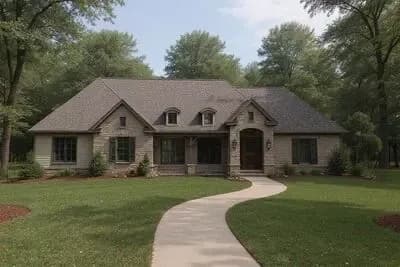 French Country House Plan with 3 Beds and Covered Porch