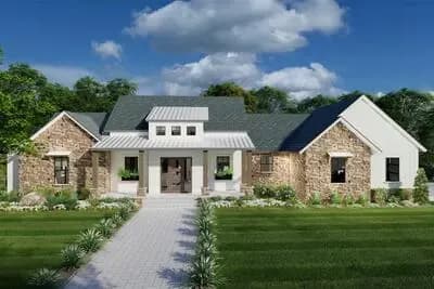 Modern Farmhouse House Plan with 3 Beds, Split Layout, and Open Living