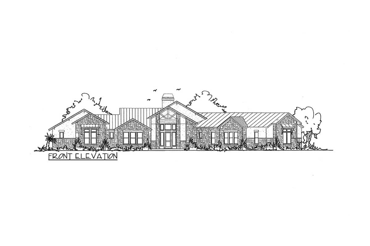 Plan 54054LK: Southwest Ranch House Plan with 3 Bedrooms and Wraparound Rear Porch - Image #2 - Hill Country, Ranch, Southwest