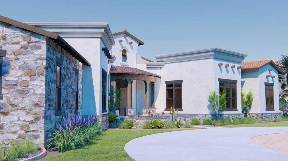 Plan 54056LK: Spanish House Plan with 4 Bedrooms and Angled 3-Car Garage - Image #4 - Mediterranean, Spanish