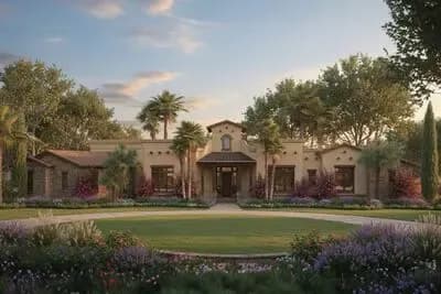 Spanish House Plan with 4 Bedrooms and Angled 3-Car Garage