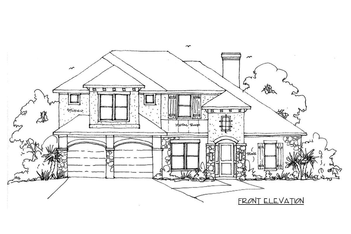 Plan 54062LK: Tuscan 4-Bedroom House Plan with First-Floor Master Suite - Image #2 - Mediterranean, Rustic, Tuscan