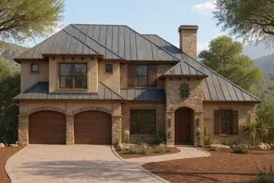 Tuscan 4-Bedroom House Plan with First-Floor Master Suite