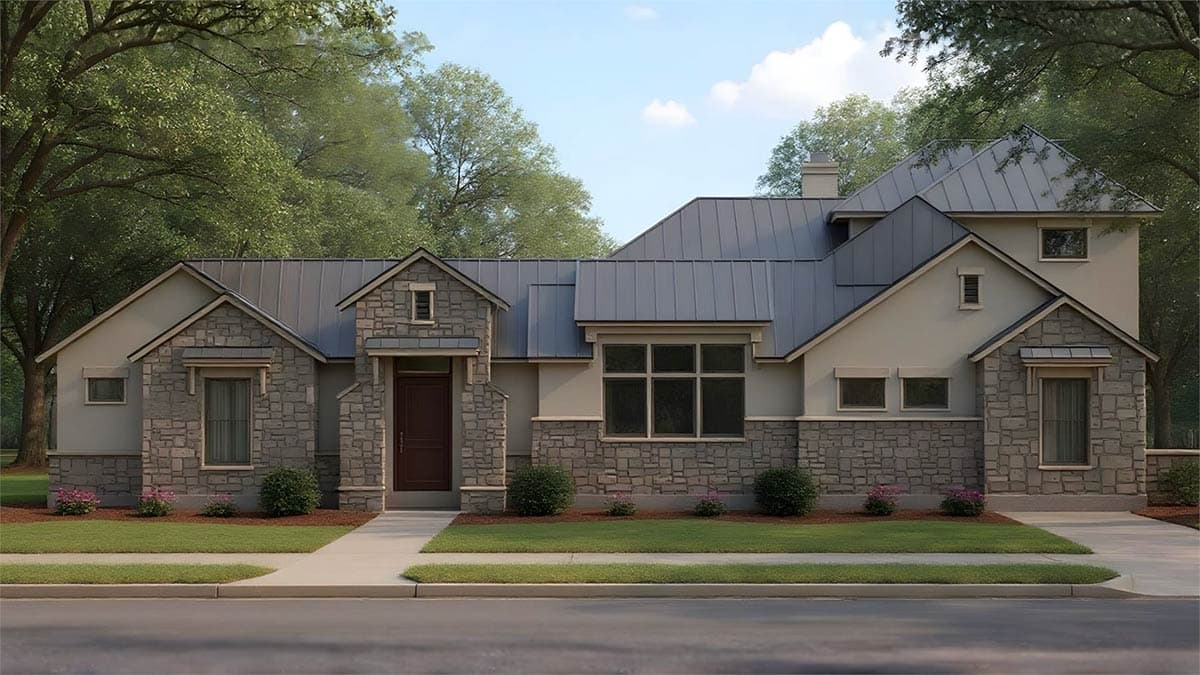 Plan 54064LK: Modern Hill Country House Plan with 4 Bedrooms, Game Room, and 3-Car Garage - Image #3 - Craftsman, Hill Country, Southwest, Transitional