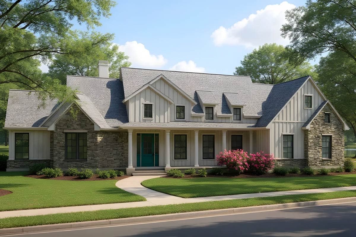 Plan 54065LK: Expansive Modern Farmhouse House Plan with 4 Beds and Outdoor Living - Image #4 - Modern Farmhouse, New American
