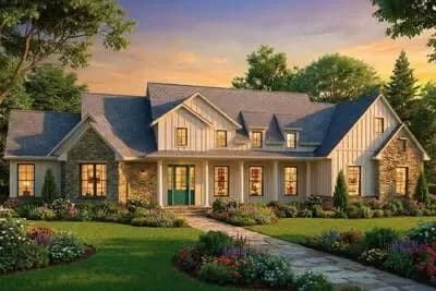 Expansive Modern Farmhouse House Plan with 4 Beds and Outdoor Living