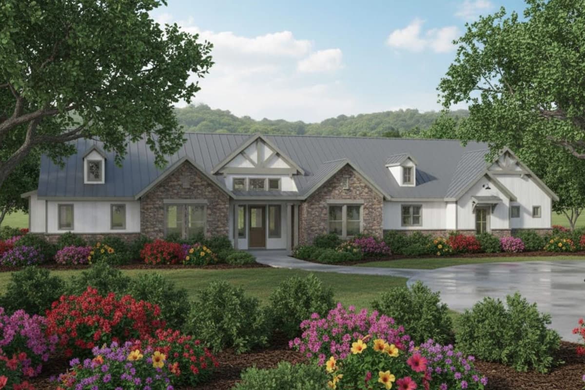 Plan image - 54068LK:Spacious 5 Bedroom Modern Farmhouse House Plan with 3-Car Garage