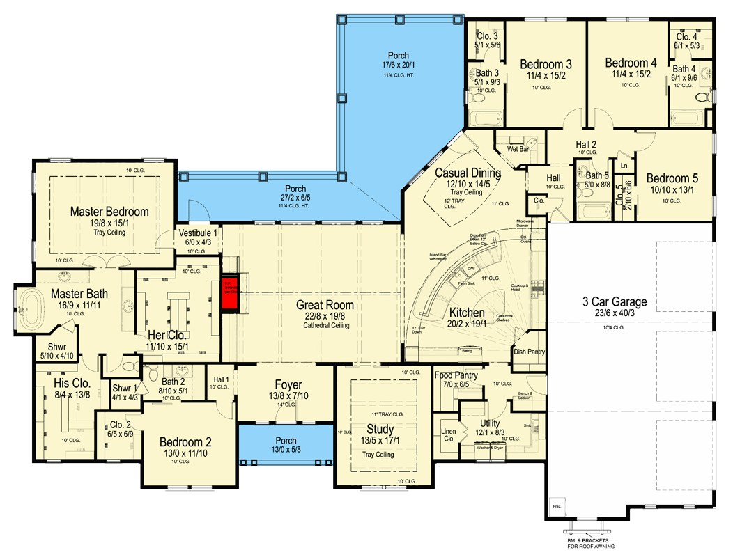 Plan 54068LK: Spacious 5 Bedroom Modern Farmhouse House Plan with 3-Car Garage - Floor Plan - Image #4 - Country, Modern Farmhouse