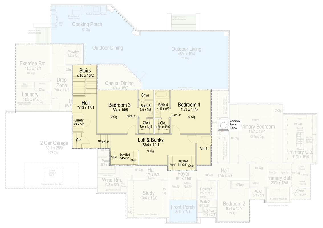 Plan 54071LK: Grand European Hill Country House Plan with Outdoor Kitchen - Floor Plan - 2nd Level - European, Hill Country, Transitional