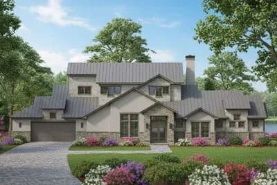 Grand European Hill Country House Plan with Outdoor Kitchen